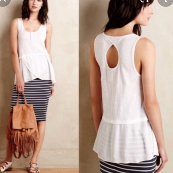 Anthro. Little Yellow Button Signe Henley Tank - Picture 1 of 15